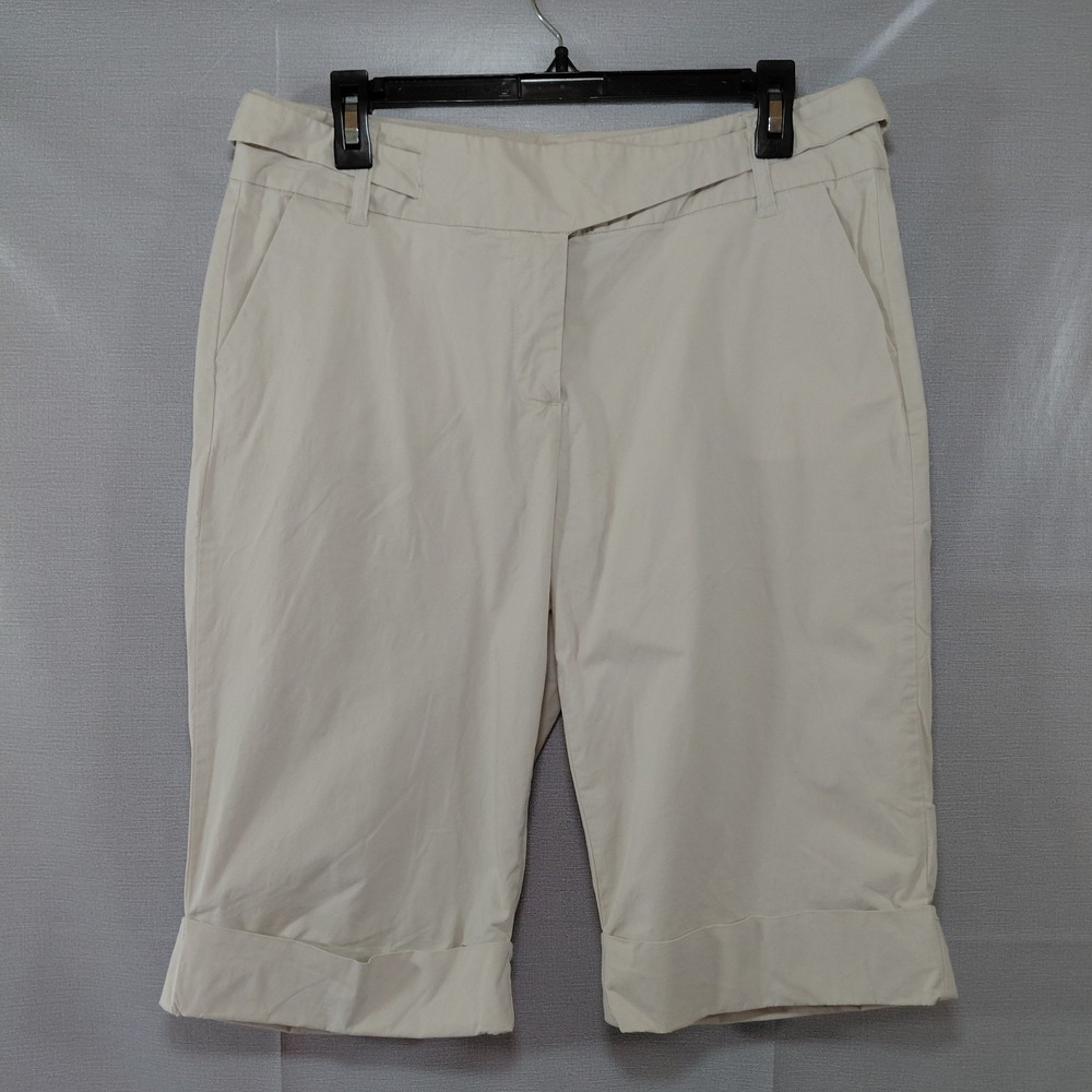 Khakis World Fashion Women's Khaki Bermuda Shorts Sz 10 Tan 13" Inseam Wrap Belt